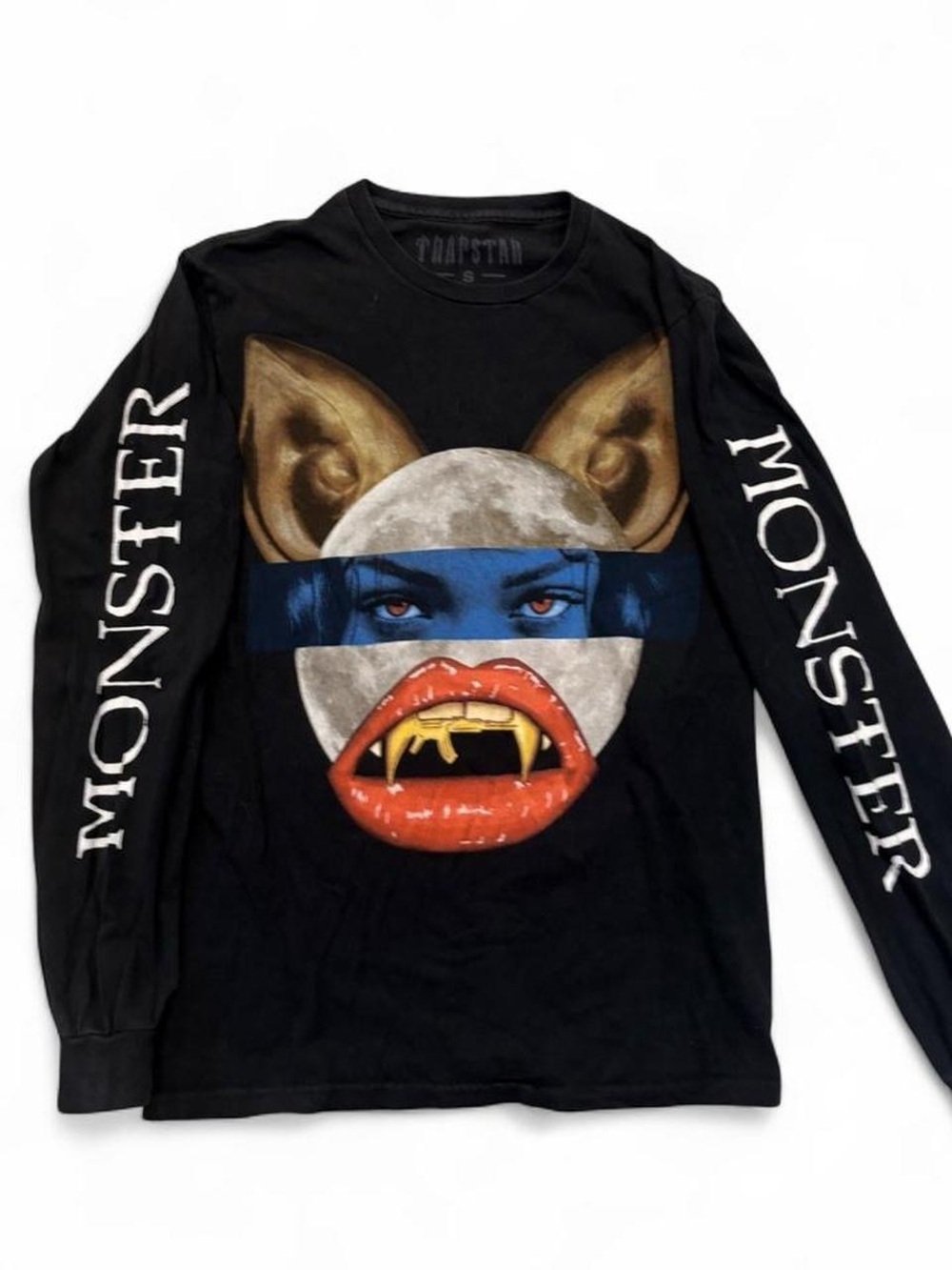 Black 'Monster' Graphic Long-Sleeve Tee